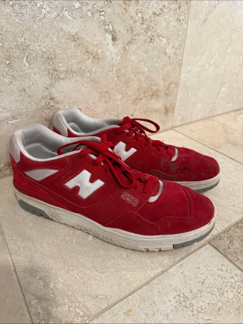 New Balance 550 Men's Sneakers in Red and White
